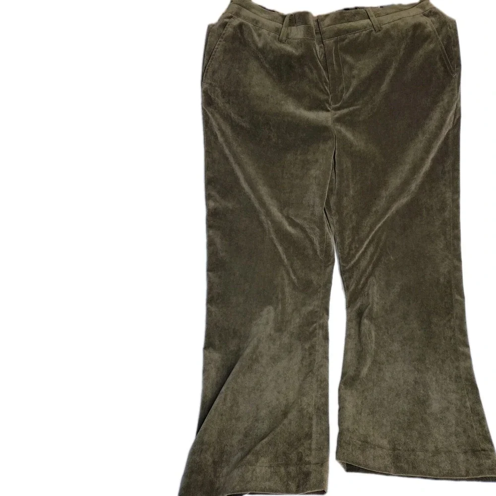 coldwater creek pants, avocado green velvet, size L, 36W29L